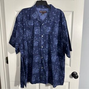 Polo Jeans Co. Ralph Lauren XL 100% cotton navy floral/tropical shirt, short slv